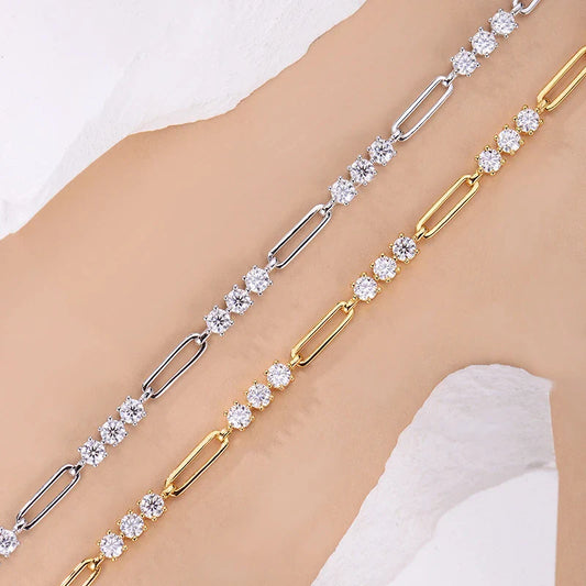 3mm D Color Round Moissanite Bracelet Summer Fashion Jewelry GRA Certified s925 Sliver Plated 18k Bracelets for Women