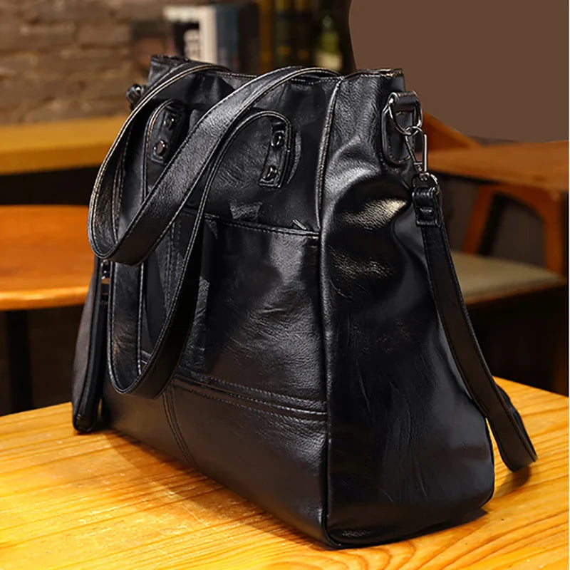 Women's PU Synthetic Leather Large-capacity Handbag Single Shoulder Crossbody Bag Business Office Tote Bag Mother Bag