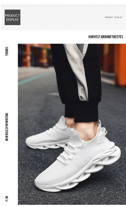 Summer Men Casual Sports Running Shoes Breathable Lightweight Sneakers Outdoor Mesh Black Athletic Jogging Tennis Walking Shoe