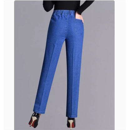 Elastic Jeans Summer Thin Large Loose Straight Denim Pants