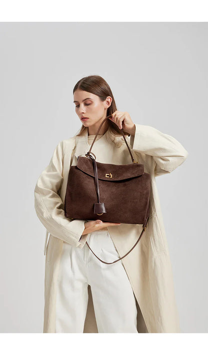 2025 Autumn Winter Women's Suede genuine leather Bag Shoulder Handbag Large Capacity Single Tote Bag Handbag Luxury Designer Bag