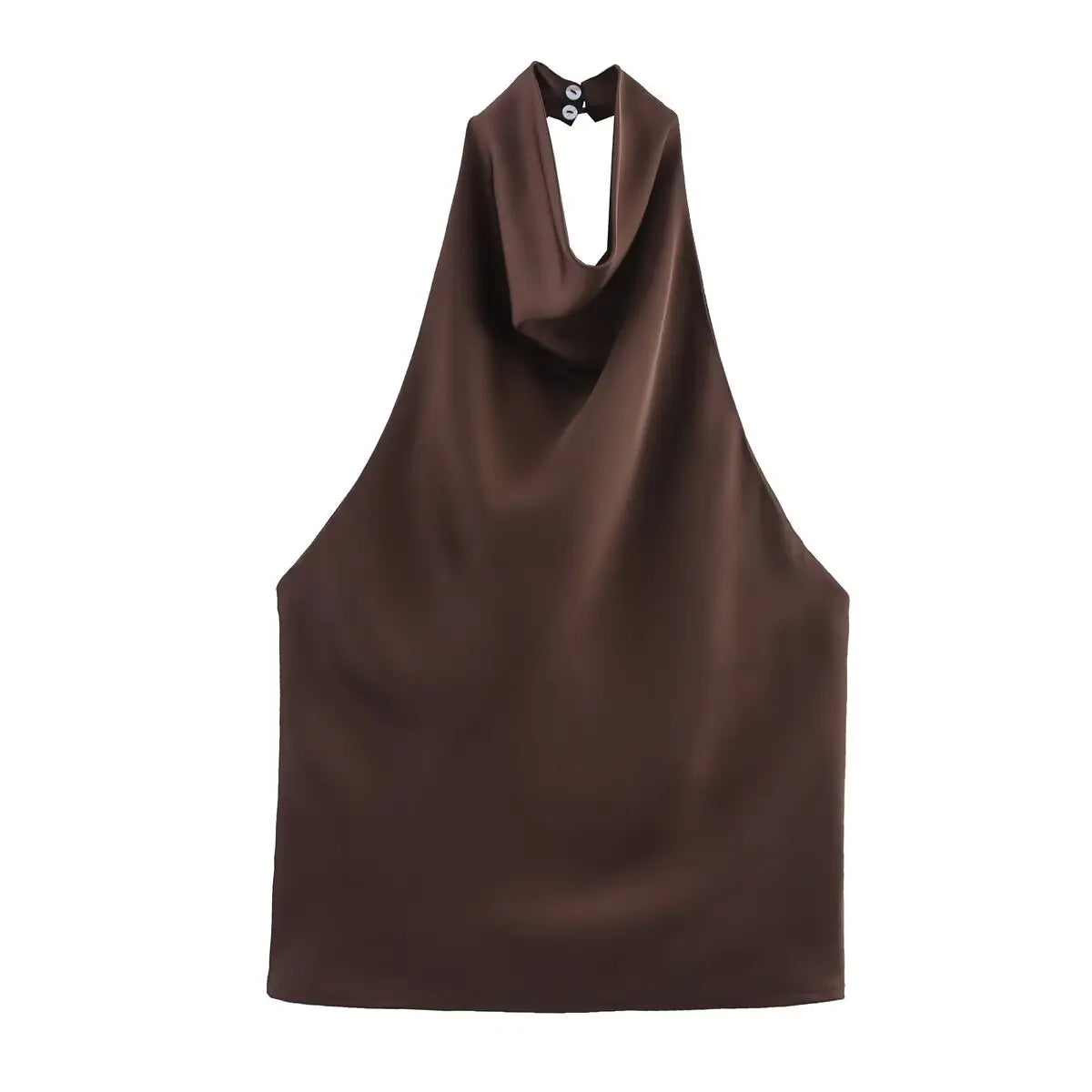Elegant Women's Satin Backless Halter Vest Summer Solid Sleeveless Sexy High Street Waistcoat Female Slim Camisole Tops