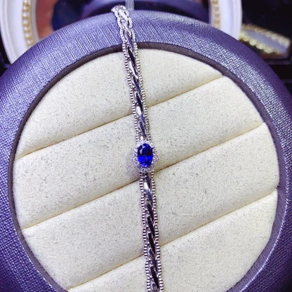 Natural sapphire 925 Sterling silver high definition bracelet Ladies Color Beautiful Exquisite special price free mailing
