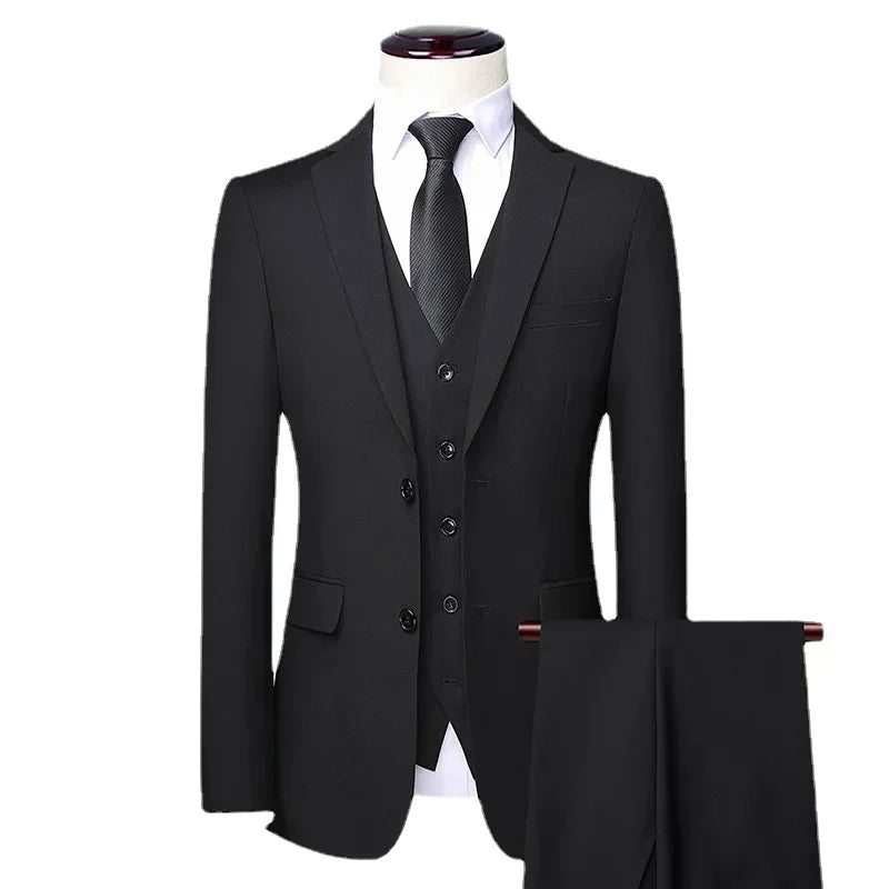 Suit  Outdoor Gentleman Solid-color Men's Fashionable Formal Business Wedding Hosting Banquets Casual and Fitted Gentle Suit