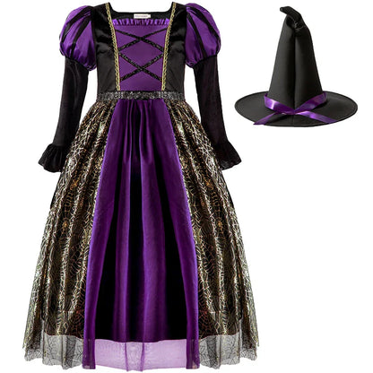 Baby Girls Halloween Witch Costume Children Cosplay Vampire Dresses Carnival Party Clothes Dress Up Clothes for Children