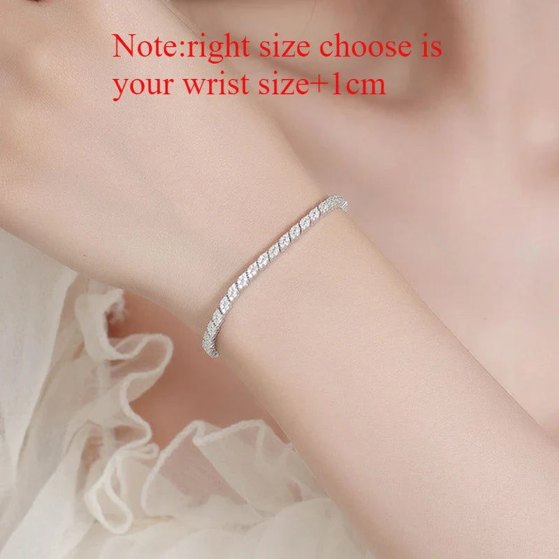 18K Plated All Moissanite Tennis Bracelet for Women Lab Created Diamond Chain 925 Sterling Silver Wholesale Jewelry