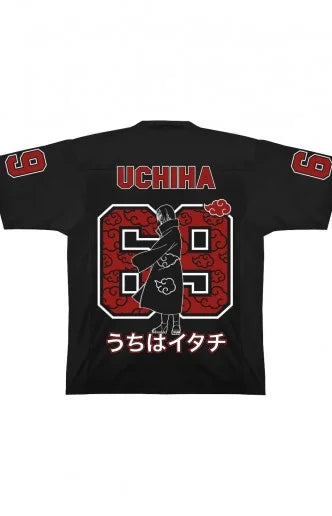 Naruto Dark Series Uchiha Itachi No. 69 Jersey Hip-Hop Loose Japanese Anime Streetwear Akatsuki Red Cloud 3D Printed Top