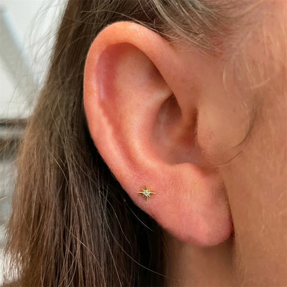 Heart Round Ball Flat Helix Piercing Earring 925 Sterling Silver Ear Studs Geometric Zircon Exquisite Trinket Studs Aretes