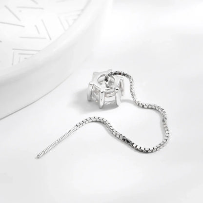 100% 925 Sterling Silver 2ct Moissanite Drop Earrings For Women Long Tassel Earring Wedding Party Luxury Fine Jewelry Gift