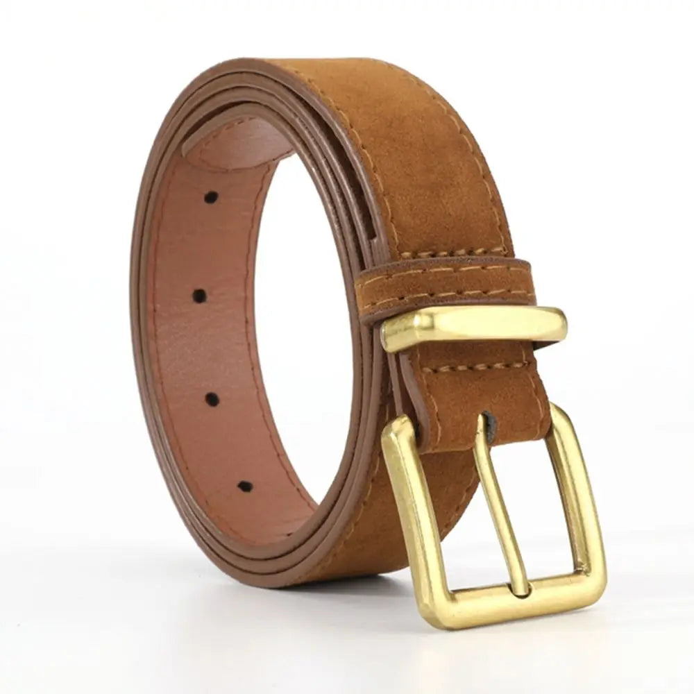Women Suede Leather Belt Casual Versatile Business Waist Strap Belt Trendy Luxury Design Pin Buckle Waistbands