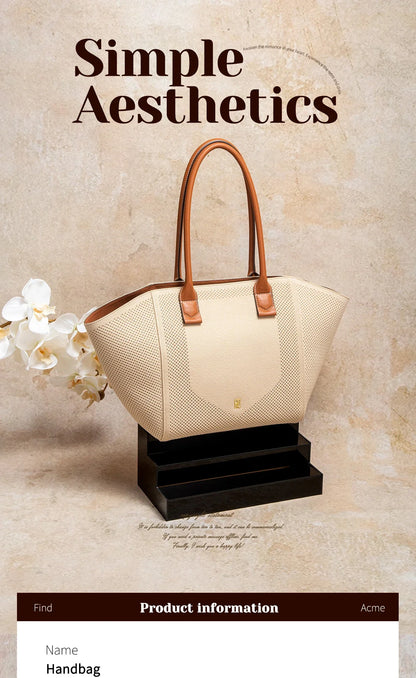 Women's Tote Bag Summer New Fabric Hollow Design Large Capacity Beach Bag Women's Outdoor Storage