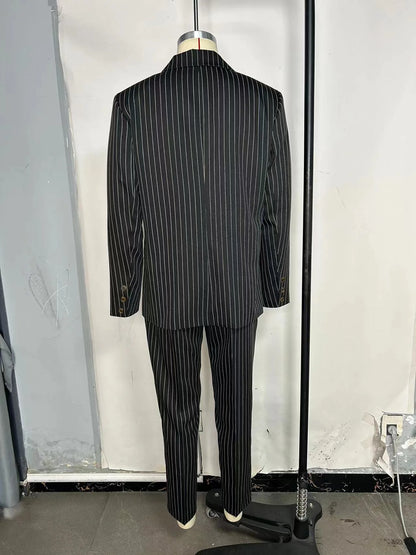 High-quality European and American Men's Clothing, Formal Suits with Stripes, Trousers for Business, Formal Dinners, Weddings