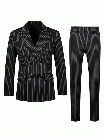 High-quality European and American Men's Clothing, Formal Suits with Stripes, Trousers for Business, Formal Dinners, Weddings