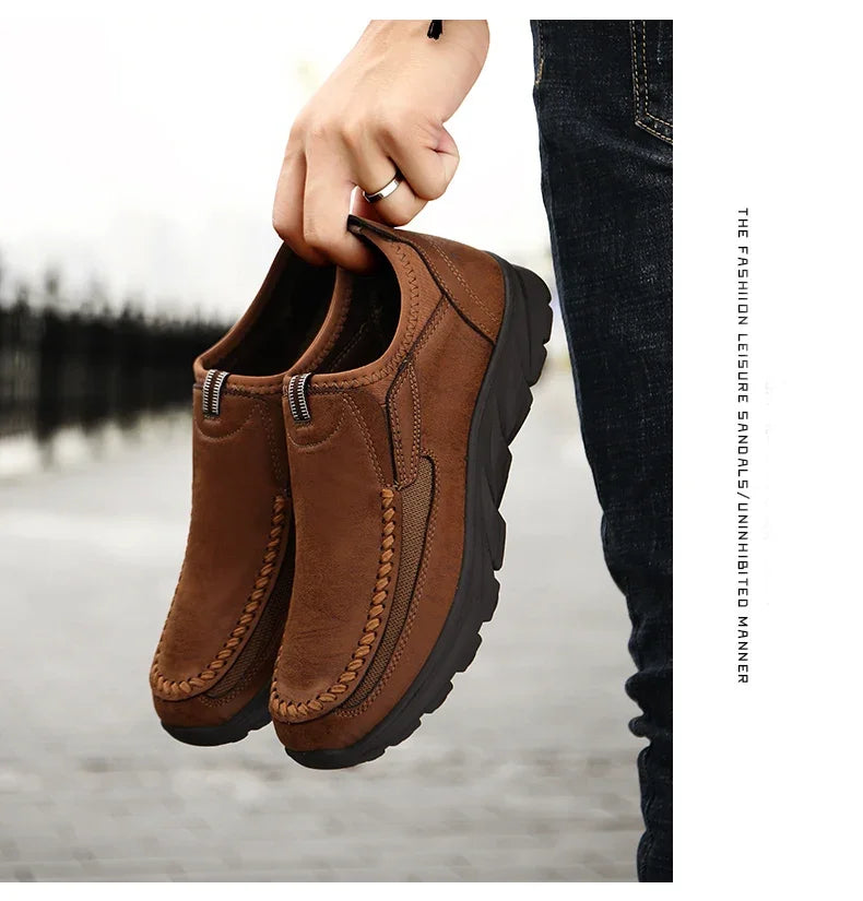 Sapatos Casuais Masculinos Respiráveis Mocassins Tênis Moda Confortável Plano Feito à Mão Retrô Lazer Mocassins Sapatos Masculinos