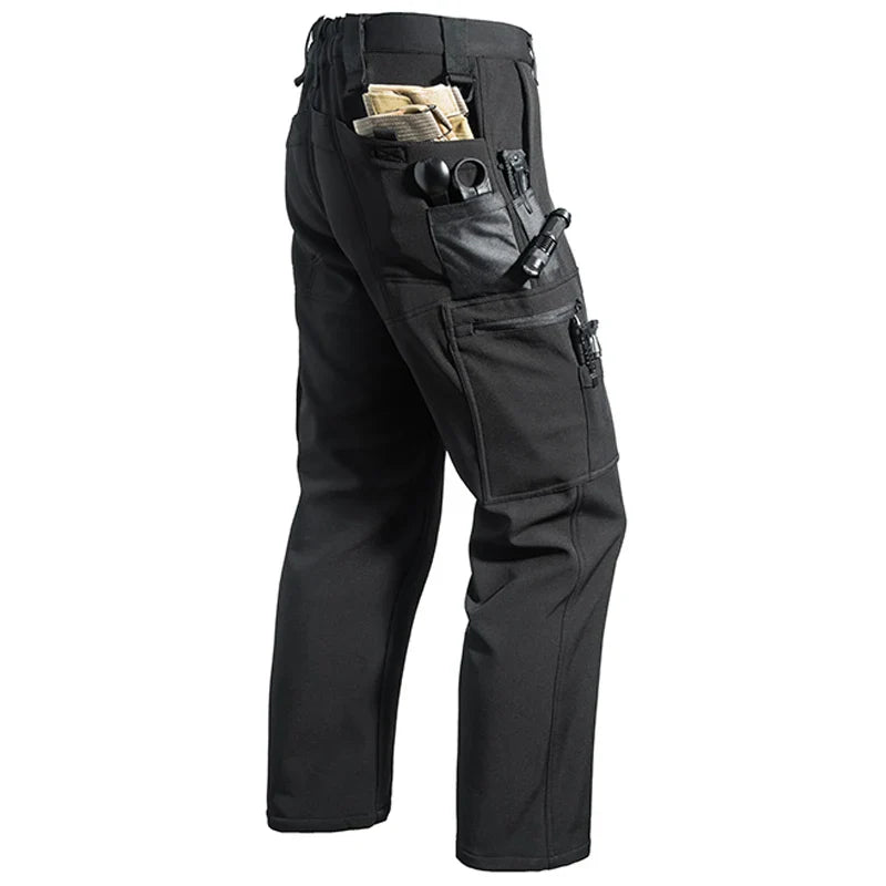 Men Winter Autumn Fleece Waterproof Cargo Pants Hiking Camping Softshell Climbing Casual Warm Tactical Military Combat Trousers