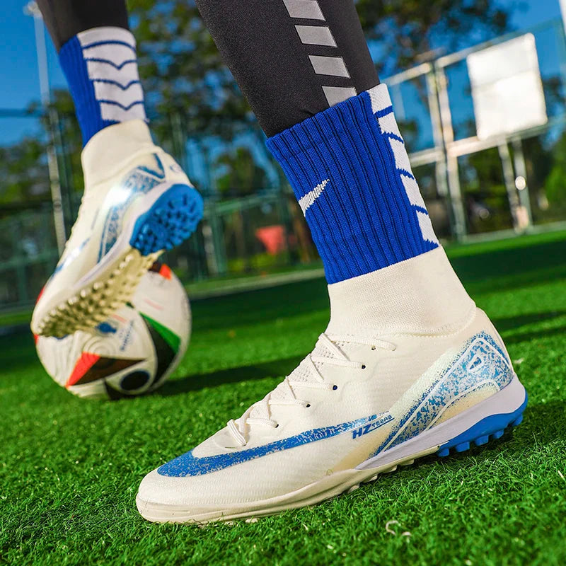 Kids Soccer Cleats for Boys and Girls Youth High-top Football Shoes Outdoor Athletic Turf Soccer Shoes