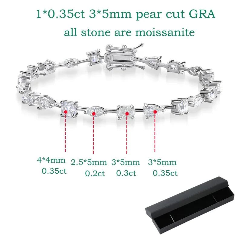 18K Gold Plated All Moissanite Tennis Bracelets for Women Luxury S925 Sterling Silver Jewelry Full Diamond Bracelets
