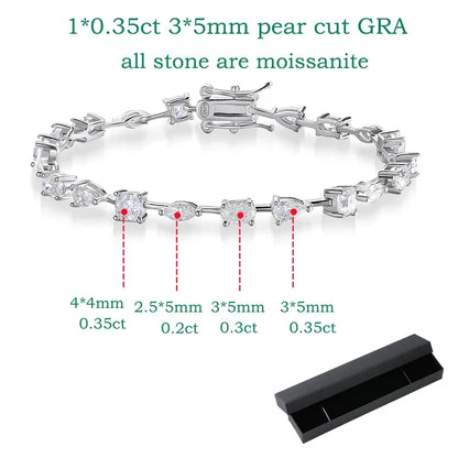 18K Gold Plated All Moissanite Tennis Bracelets for Women Luxury S925 Sterling Silver Jewelry Full Diamond Bracelets