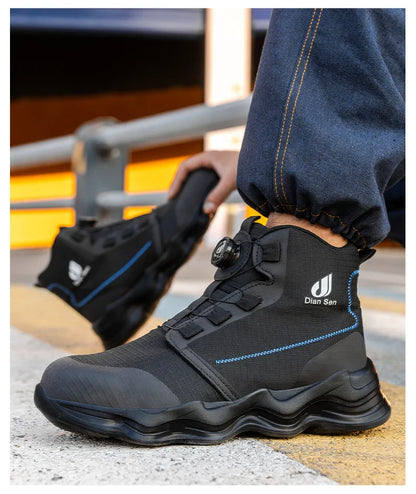 Men Safety Shoes Steel Toe Boots High Top Work Shoes Wear-resisting Slip Resistant Work Shoes Indestructible Breathable Sneakers