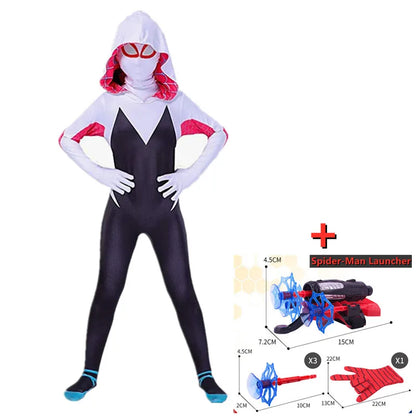 High Quality Kids Superhero Costume Spider Man Jumpsuit with Web Shooter Halloween Performance Outfit Holiday Gifts Boys Girls