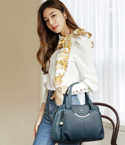 2024 New Multi Pocket Women's Handbag High Quality Soft Leather Female Shoulder Bag Luxury Designer Girl Tote Bolsas Sac A Main