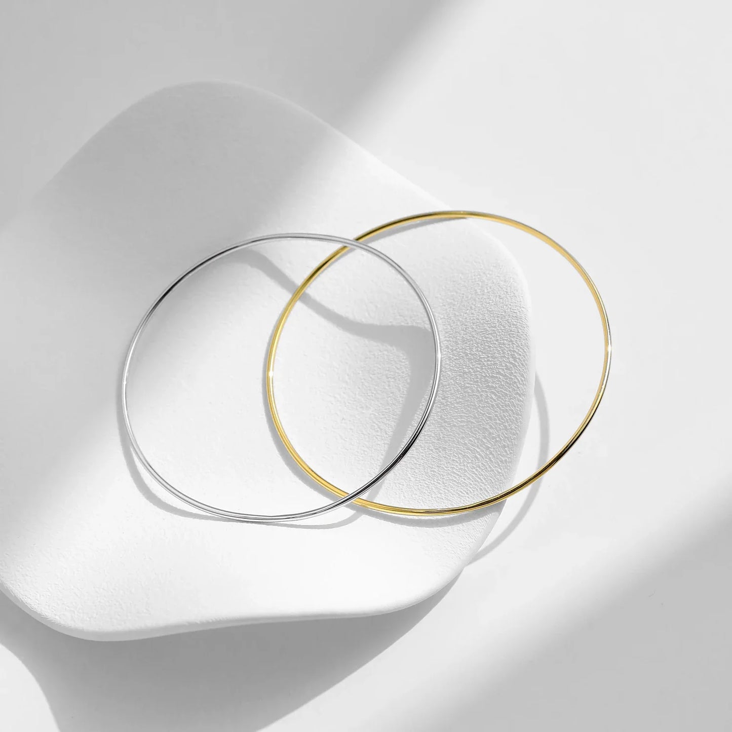 Minimalist 925 Sterling Silver Smooth Stackable Bangle Platinum Plated Bracelets For Women Fine Jewelry