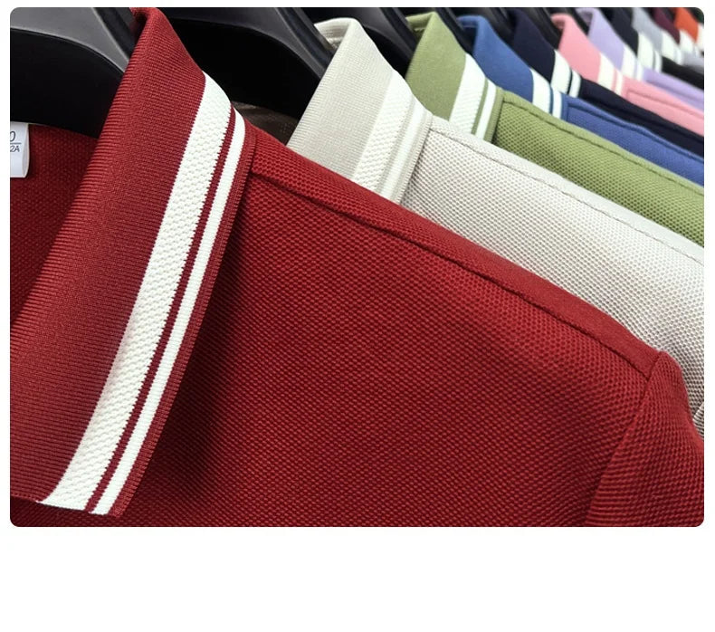 100% pure cotton short sleeve polo shirt high-end brand Paul Pony embroidered stripe summer luxurious breathable men's T-shirt