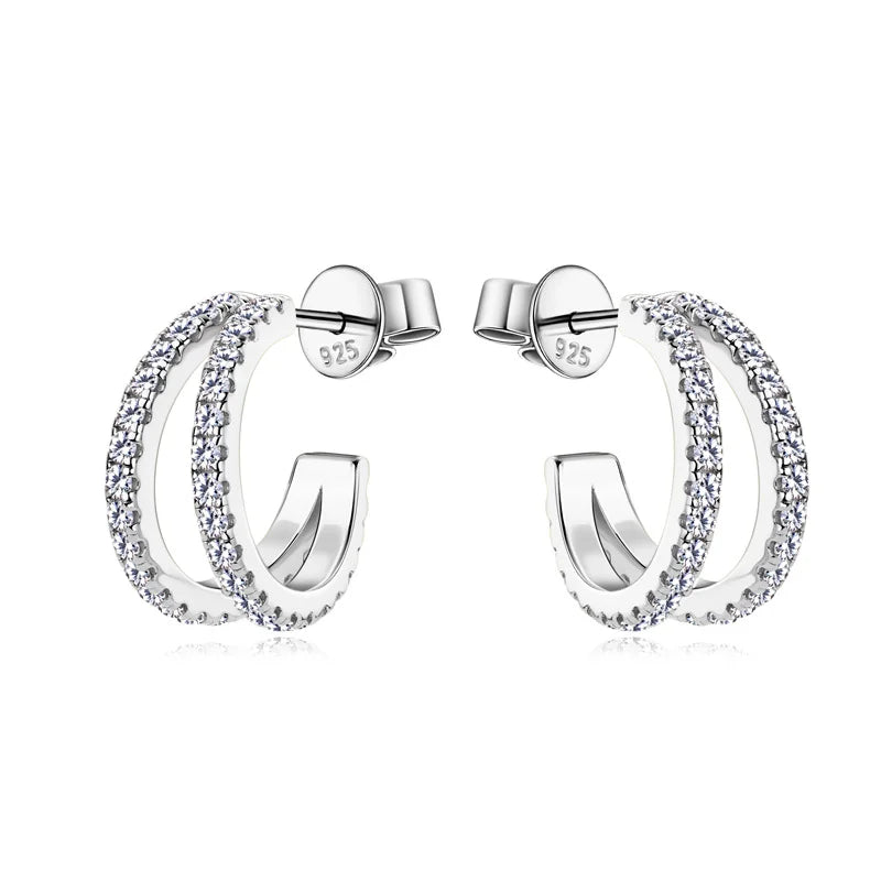 Moissanite Huggie Earrings for Women D Color 1.5mm Lab Grow Diamond s925 Sterling Silver 18K Gold Plated Daily Earring