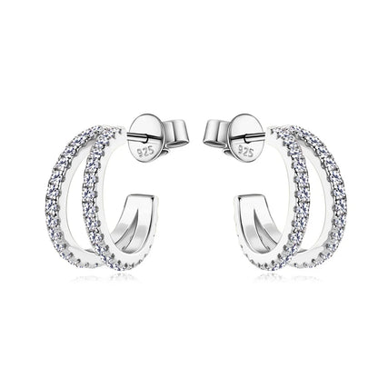 Moissanite Huggie Earrings for Women D Color 1.5mm Lab Grow Diamond s925 Sterling Silver 18K Gold Plated Daily Earring