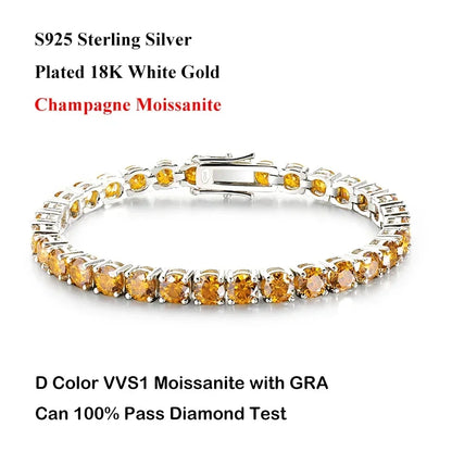 Luxury 3/4/5MM Full Blue Green Moissanite Tennis Bracelet for Men Women S925 Red Pass Diamond Test Bracelets Wholesale Gift