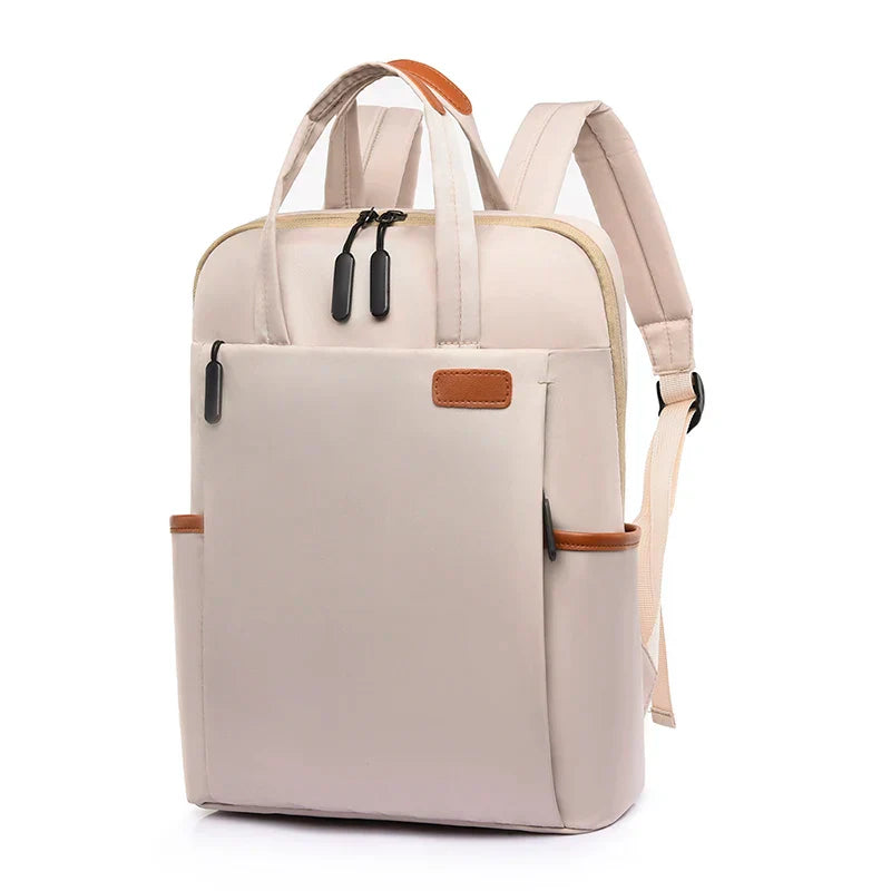 Laptop backpack with multiple pockets, adjustable shoulder straps, zipper closure, multi-purpose, school backpack