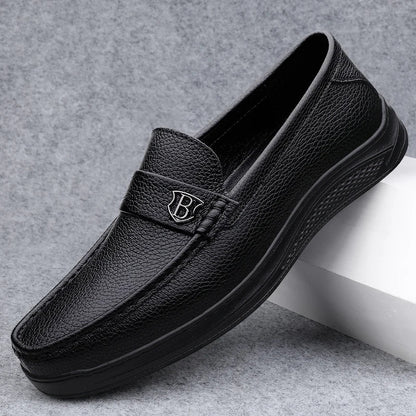 Genuine Leather Casual Shoes Men Handmade Slip on Platform Walking Shoes Outdoor Footwear Driving Loafers Breathable Sneakers