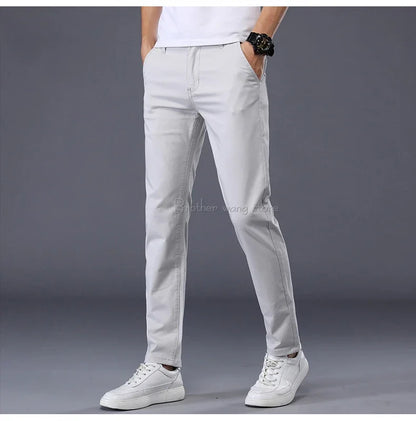 Thin Men's Pants Classic 7 Colors Summer New Casual Pant Business Fashion Stretch Cotton Slim Brand Male Trousers