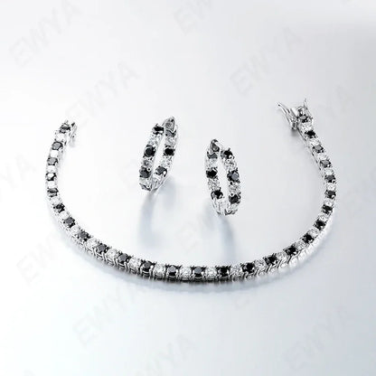 GRA Certified 3/4/5mm Full Black Moissanite Tennis Bracelet for Women Men 925 Silver Plated 18K Rose Gold Link Bracelets