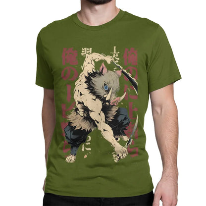 Inosuke Demon Slayers Men Women T Shirt Japanese Anime Nezuko Casual Tees Short Sleeve O Neck T-Shirts Pure Cotton 6XL Clothes