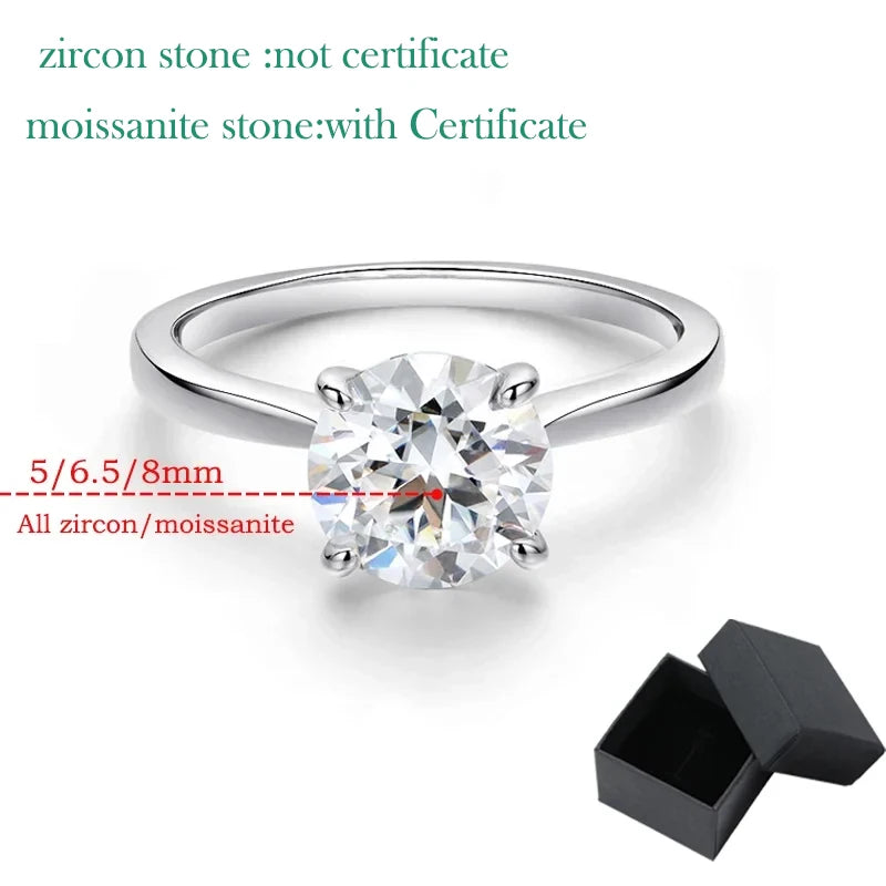 White Gold 2ct 100% Moissanite Engagement Ring for Women S925 Sterling Silver Lab Diamond Promise Wedding Band Jewelry