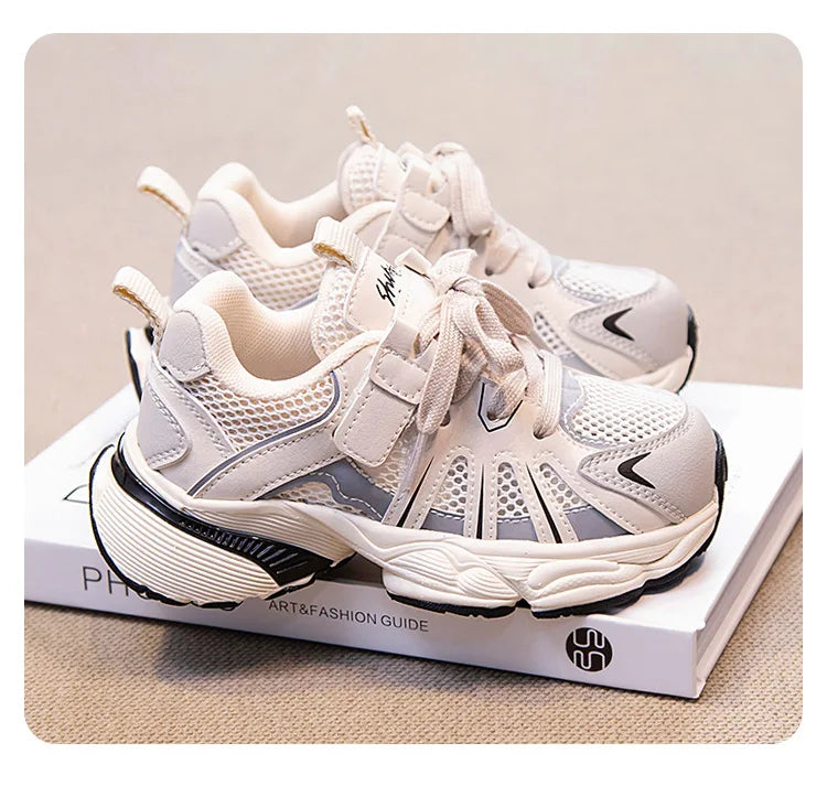 Spring and Autumn Children Sports Shoes Unisex Kids Sneakers Mesh Upper Breathable Basketball Shoes Tennis Casual Flats Footwear