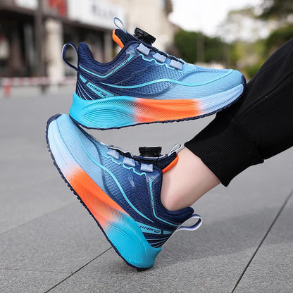 Outdoor Lace-up Boys Girls Knit Jogging Shoes Gym Sneakers Children‘s Basketball Shoes Non-slip Breathable Sports Training Shoes