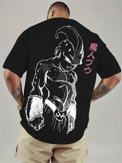Dragon Ball Hot Blood Anime GOKU Majin Buu Impressão Periférica Verão Masculino e Feminino Camisetas Algodão Soltas Manga Curta