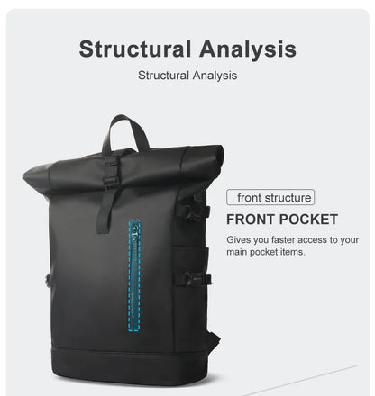Heroic Knight Men's backpack Waterproof Roll Top Backpack Women Travel Expandable USB Charging Large Capacity Laptop Bag Mochila