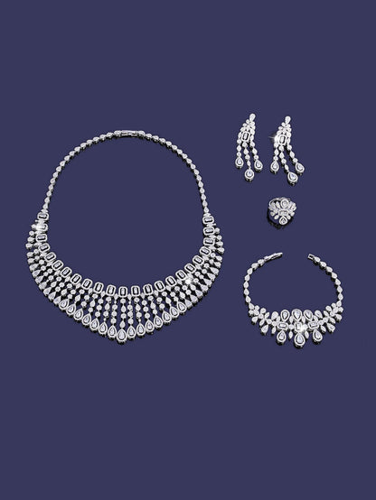 New Elegantly Quality Dress Jewelry Luxury Necklace Earrings Sets Cubic Zirconia Jewelry Sets Women Bridal Wedding