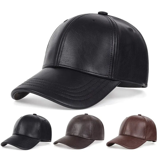 Pu Leather Baseball Caps Spring and Autumn Outdoor Adjustable Casual Hats Sunscreen Hat