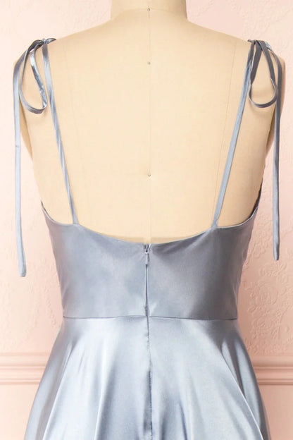Elegant Bridesmaid Dress Cowl Neck Adjusted Spaghetti Silky-satin Fabric A-line Silhouette Wedding Women Long Gown
