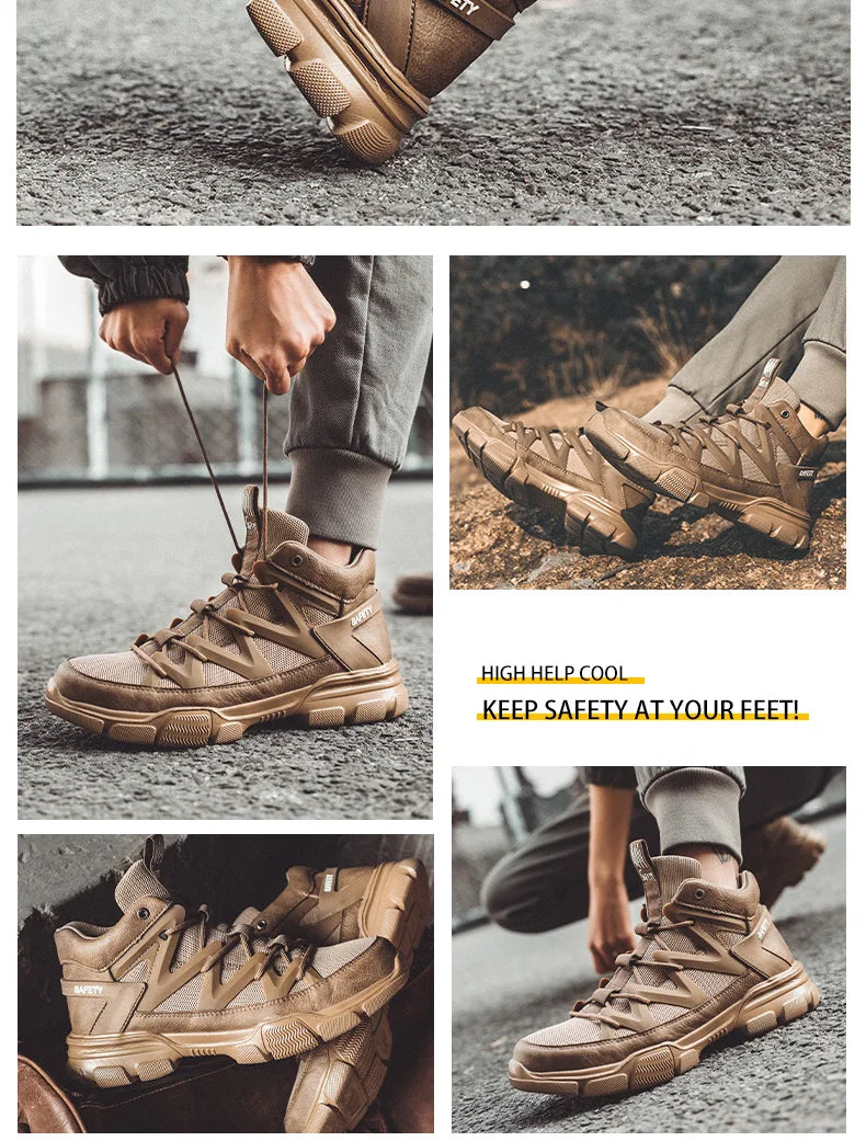 Work Safety Shoes Men's Safety Boots Anti-smash Work Shoes With  Plastic steel head Shoes Men Work Boots Anti-stab Safety Sneake