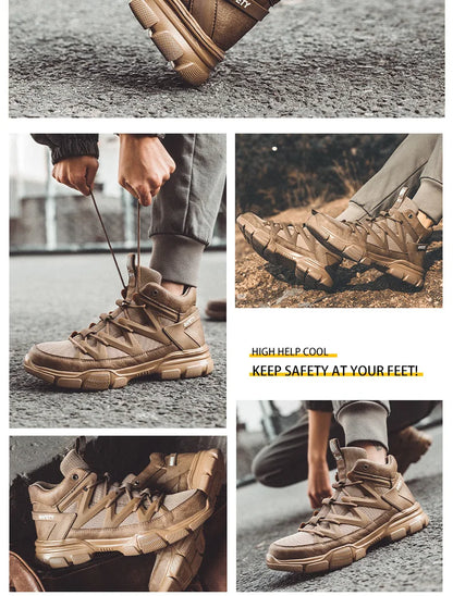 Work Safety Shoes Men's Safety Boots Anti-smash Work Shoes With  Plastic steel head Shoes Men Work Boots Anti-stab Safety Sneake