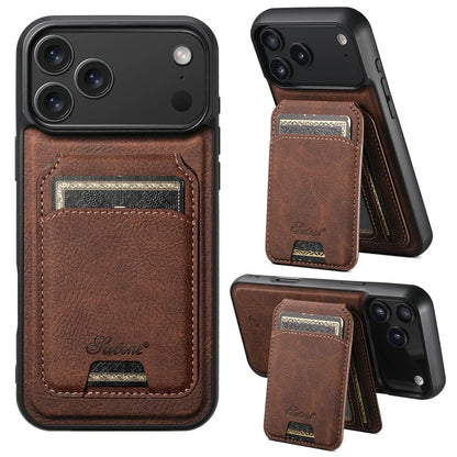 Wireless Charging Phone Case Magnet Card Holder Stand Faux Leather For iPhone 17 Pro Max 16 Plus 15 14 13 12