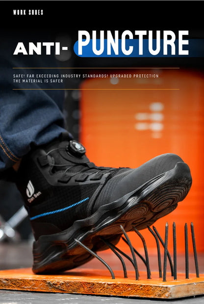 Men Safety Shoes Steel Toe Boots High Top Work Shoes Wear-resisting Slip Resistant Work Shoes Indestructible Breathable Sneakers