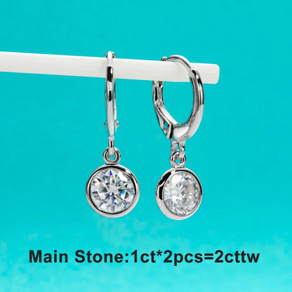 Moissanite Hoop Women's Earrings Huggies  925 Sterling Silver 2cttw Lab Created Diamond Drop Earrings Jewelry Wholesale