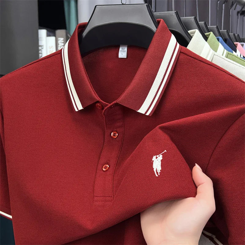 100% cotton luxury brand short sleeve polo shirt men new classic pony embroidery summer T-shirt high-end fashion casual Paul top