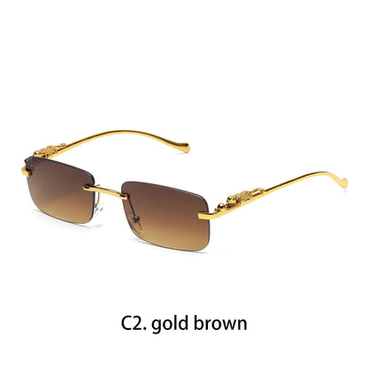 rimless sunglasses UV400 fashion square metal glasses for men women designer man's brand sun glasses shades for outdoor